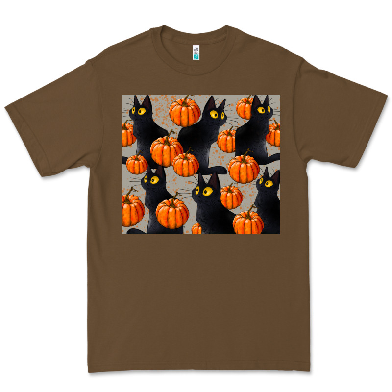 Black Cat With Pumpkins Tumbler Premium Tee by LillyAllenDesigns | Teevron