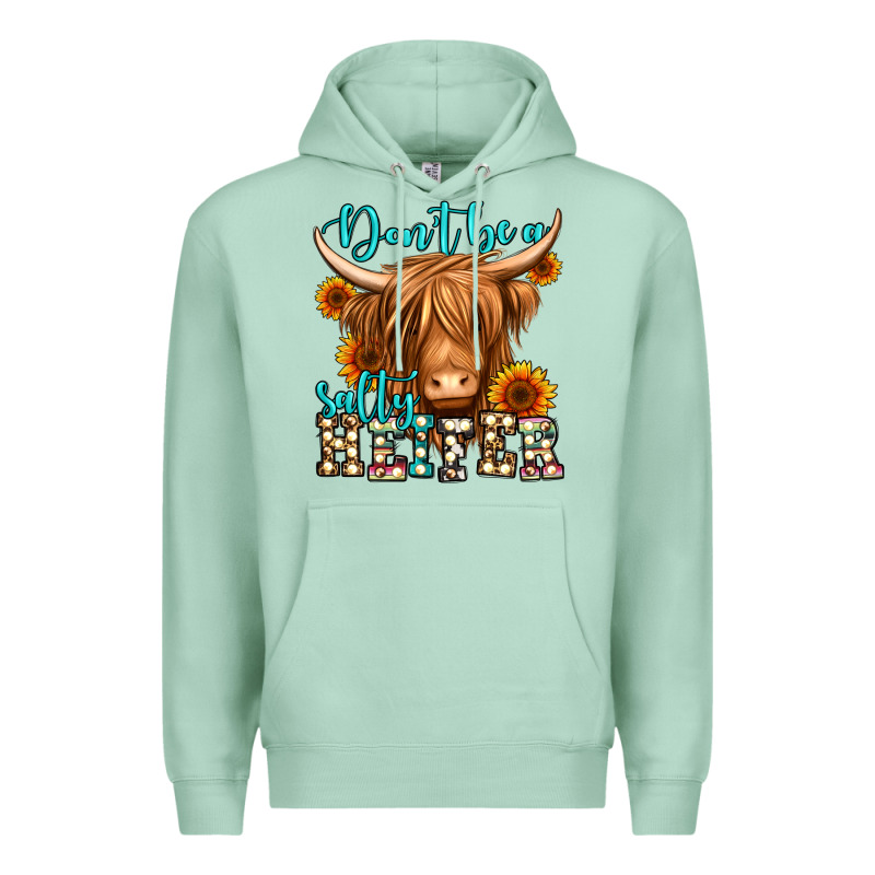 Don't Be A Salty Heifer Long Haired Cow Premium Hoodie by Jasminsmagicworld | Teevron
