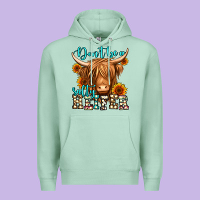 Don't Be A Salty Heifer Long Haired Cow Premium Hoodie Designed By Jasminsmagicworld