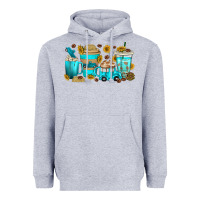 Heather Grey truck coffee cups Heavyweight Hoodie - texasbilliewilder
