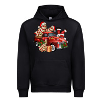 Black christmas tree cake with farm track and santa ado Urban Hoodie - AdoDesignShop