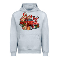 Heather Grey christmas tree cake with farm track and santa ado Urban Hoodie - AdoDesignShop