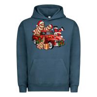 Pigment Midnight Navy christmas tree cake with farm track and santa ado Urban Hoodie - AdoDesignShop
