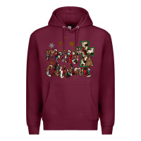 Burgundy merry christmas wood slice ornament Premium Hoodie - JahusDesignShop