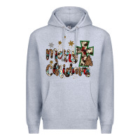 Heather Grey merry christmas wood slice ornament Premium Hoodie - JahusDesignShop