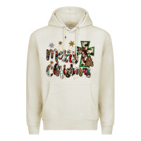 Oatmeal Heather merry christmas wood slice ornament Premium Hoodie - JahusDesignShop