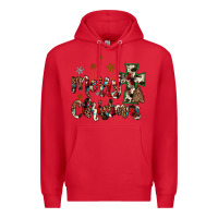 Red merry christmas wood slice ornament Premium Hoodie - JahusDesignShop