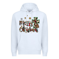 White merry christmas wood slice ornament Premium Hoodie - JahusDesignShop
