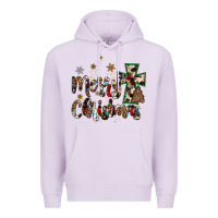 Lilac merry christmas wood slice ornament Premium Hoodie - JahusDesignShop