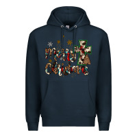 Navy merry christmas wood slice ornament Premium Hoodie - JahusDesignShop