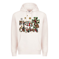 Pale Pink merry christmas wood slice ornament Premium Hoodie - JahusDesignShop
