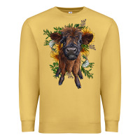 Antique Gold highland cow with sunflower Premium Sweatshirt - RanaPortraitStore