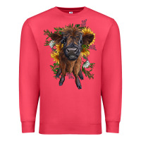 Cardinal highland cow with sunflower Premium Sweatshirt - RanaPortraitStore