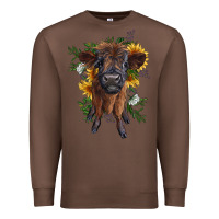 Chestnut highland cow with sunflower Premium Sweatshirt - RanaPortraitStore