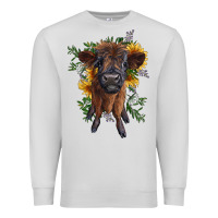 Dove Grey highland cow with sunflower Premium Sweatshirt - RanaPortraitStore
