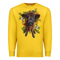 Lemon highland cow with sunflower Premium Sweatshirt - RanaPortraitStore