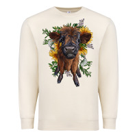 Sandshell highland cow with sunflower Premium Sweatshirt - RanaPortraitStore