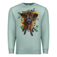 Seafoam highland cow with sunflower Premium Sweatshirt - RanaPortraitStore