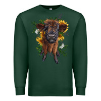Sports Green highland cow with sunflower Premium Sweatshirt - RanaPortraitStore