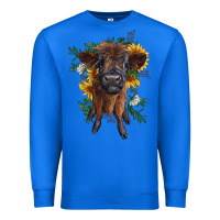 True Royal highland cow with sunflower Premium Sweatshirt - RanaPortraitStore