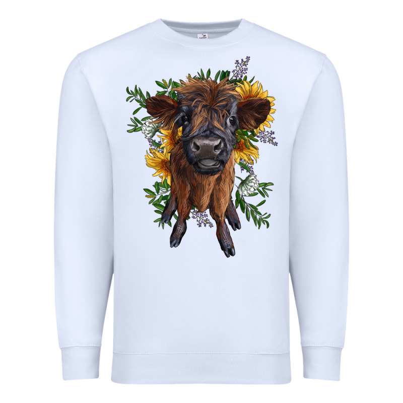 Highland Cow With Sunflower Premium Sweatshirt by RanaPortraitStore | Teevron
