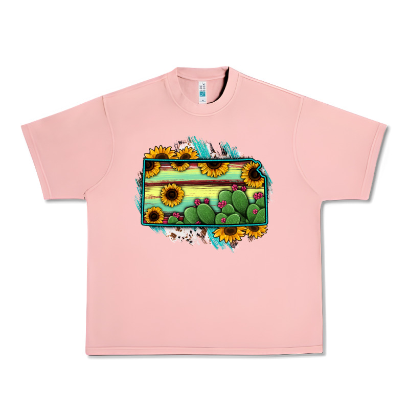 Kansas Map Sunflower Catus Serape Urban Heavy Tee by RanaPortraitStore | Teevron
