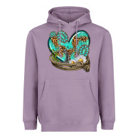 Lavender turquoise western heart with horseshoe Heavyweight Hoodie - texasbilliewilder