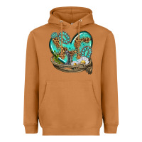 Meerkat turquoise western heart with horseshoe Heavyweight Hoodie - texasbilliewilder