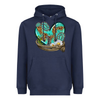 Navy turquoise western heart with horseshoe Heavyweight Hoodie - texasbilliewilder