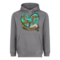 Storm turquoise western heart with horseshoe Heavyweight Hoodie - texasbilliewilder