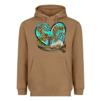 Toasted Coconut turquoise western heart with horseshoe Heavyweight Hoodie - texasbilliewilder