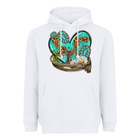 White turquoise western heart with horseshoe Heavyweight Hoodie - texasbilliewilder