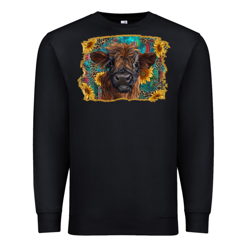Highland Cow Calf With Western Background Premium Sweatshirt by RanaPortraitStore | Teevron