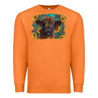 Carrot highland cow calf with western background Premium Sweatshirt - RanaPortraitStore