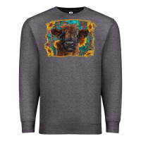 Charcoal Heather highland cow calf with western background Premium Sweatshirt - RanaPortraitStore