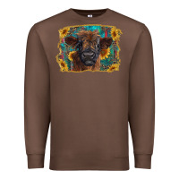 Chestnut highland cow calf with western background Premium Sweatshirt - RanaPortraitStore