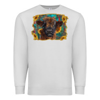 Dove Grey highland cow calf with western background Premium Sweatshirt - RanaPortraitStore