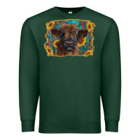 Sports Green highland cow calf with western background Premium Sweatshirt - RanaPortraitStore