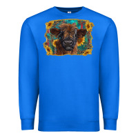 True Royal highland cow calf with western background Premium Sweatshirt - RanaPortraitStore