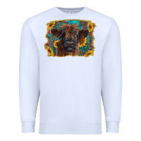 White highland cow calf with western background Premium Sweatshirt - RanaPortraitStore