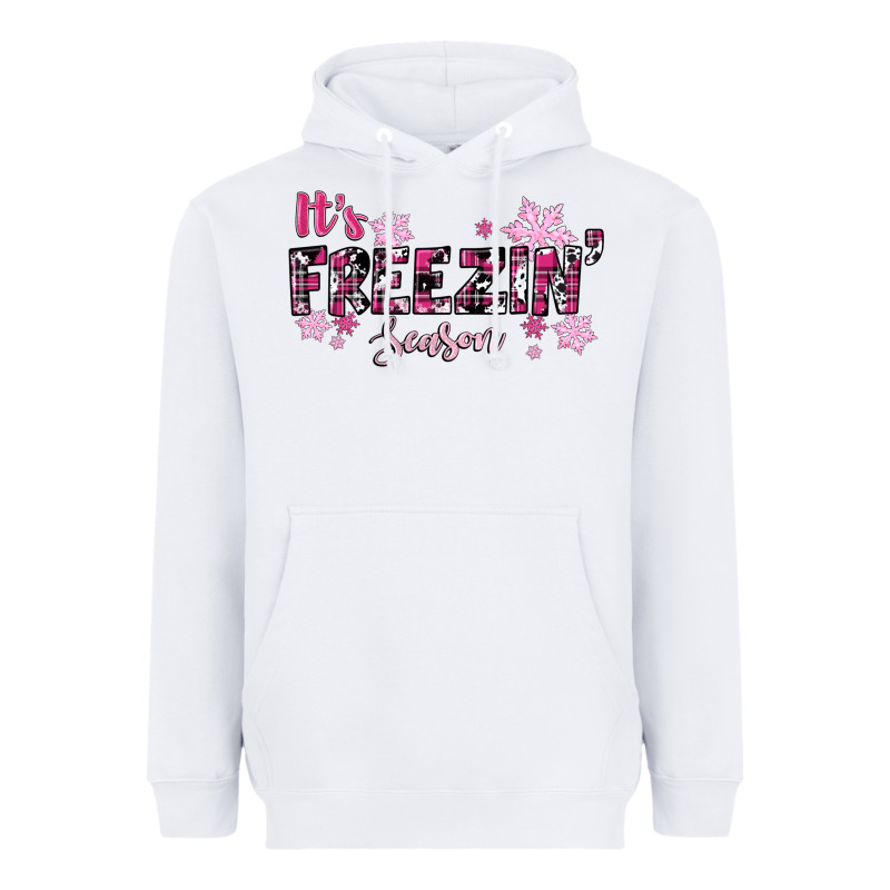 It's Freezin Season Pink Christmas Heavyweight Hoodie by RanaPortraitStore | Teevron