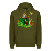 Army Green st patricks and horseshoes with shamrocks Premium Hoodie - AdoDesignShop