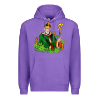 Purple st patricks and horseshoes with shamrocks Premium Hoodie - AdoDesignShop