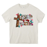 Cream jesus is my valentine Heavy Core Tee - CowhideDigitalArt
