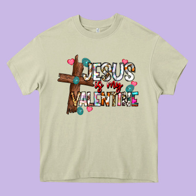 Jesus Is My Valentine Heavy Core Tee Designed By Cowhidedigitalart