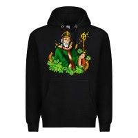 Black st patricks and horseshoes with shamrocks Premium Hoodie - AdoDesignShop