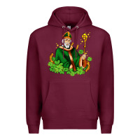 Burgundy st patricks and horseshoes with shamrocks Premium Hoodie - AdoDesignShop