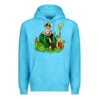 Ocean Blue st patricks and horseshoes with shamrocks Premium Hoodie - AdoDesignShop