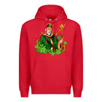 Red st patricks and horseshoes with shamrocks Premium Hoodie - AdoDesignShop