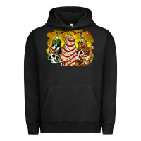 Pigment Black christmas tree cake and christmas pattern ado Urban Hoodie - AdoDesignShop